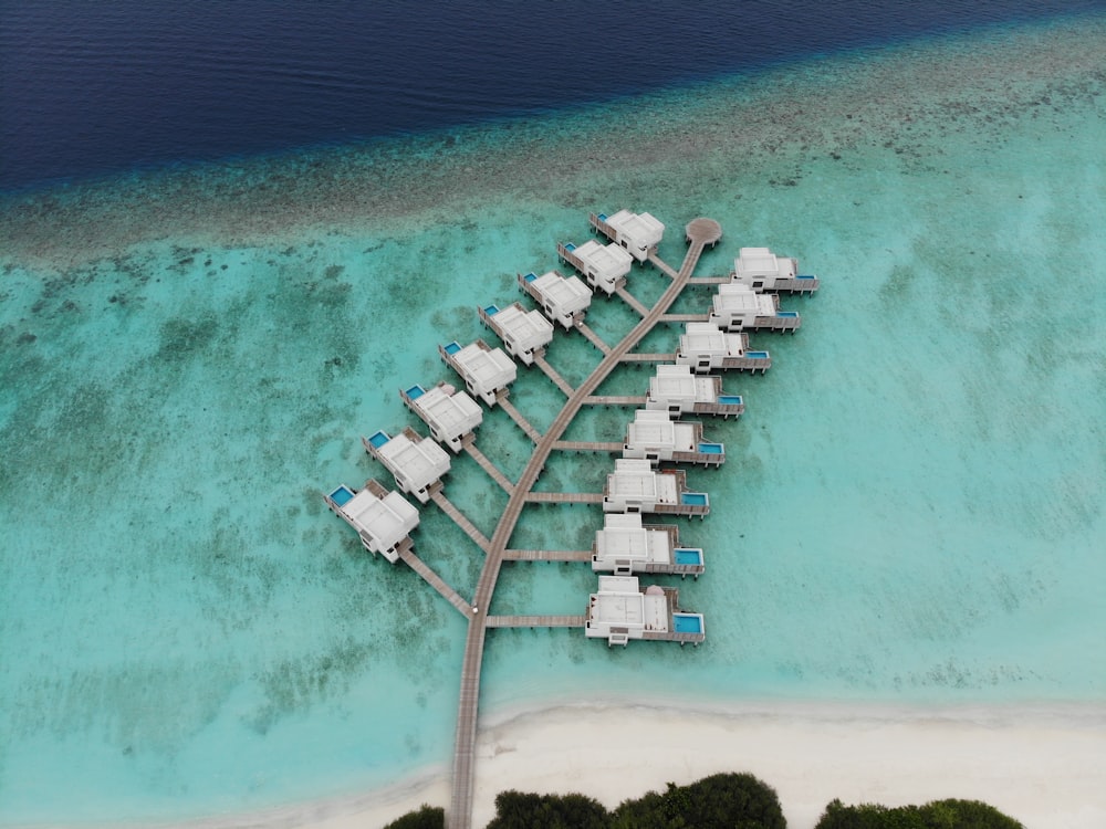 white houses on beach