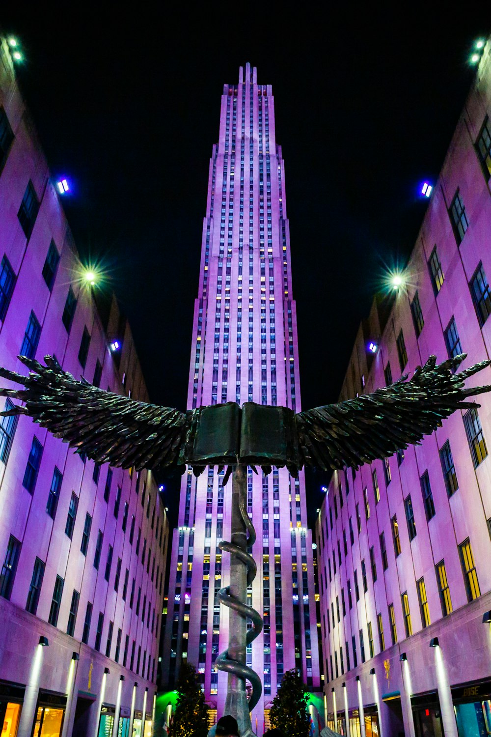 low angle photo of wing statue