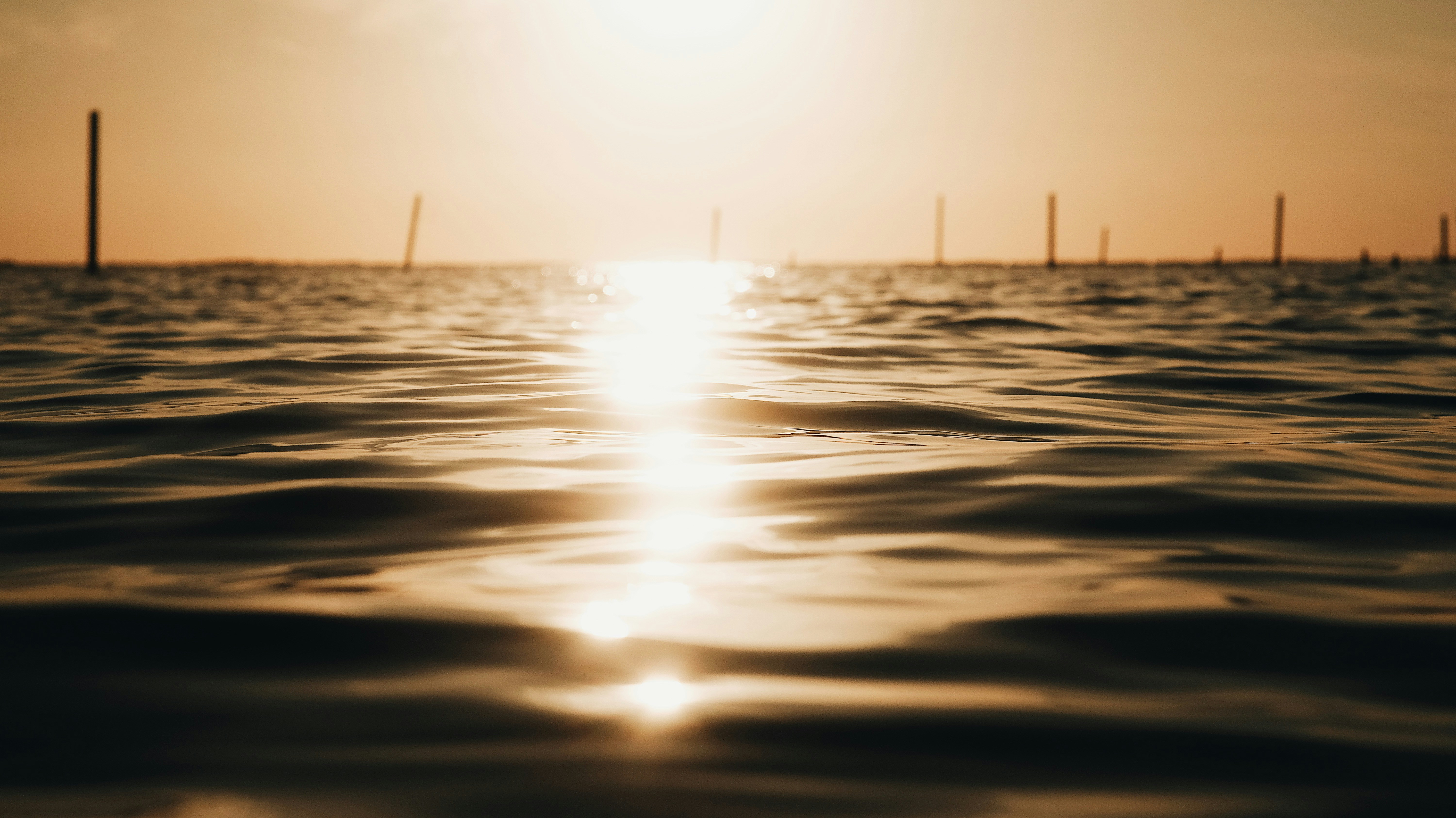 calm sea during golden hour