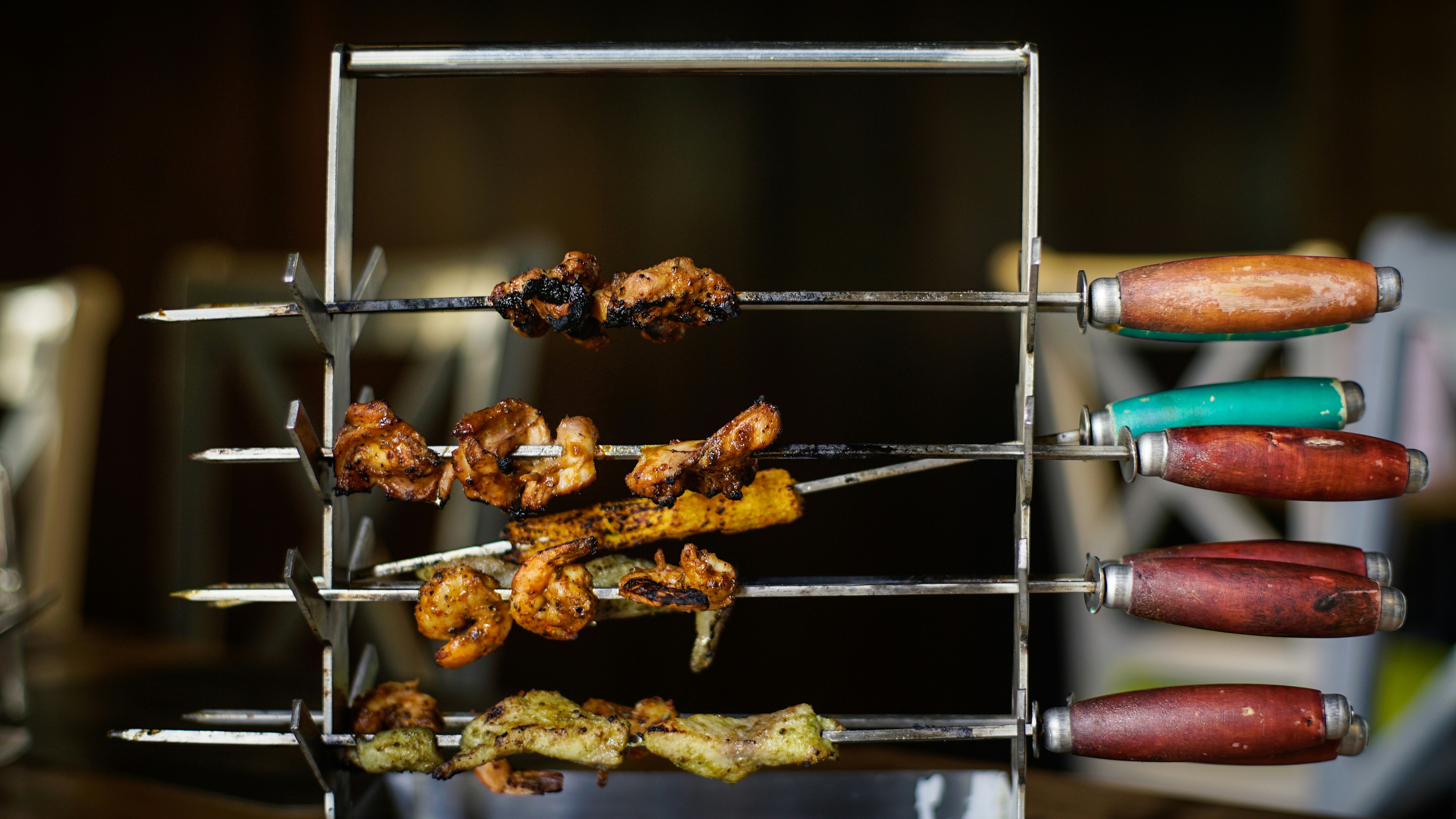 shallow focus photo of meats on rack