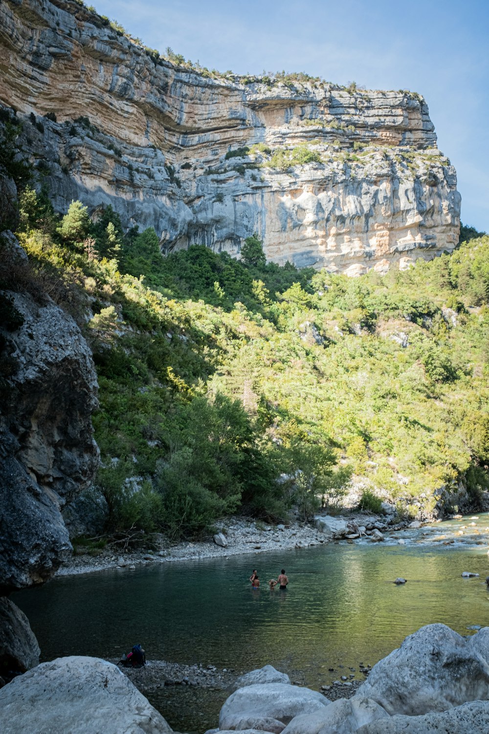 Formation rocheuse recouverte de végétation pendant la journée