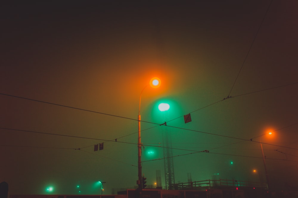 street lamp during night time