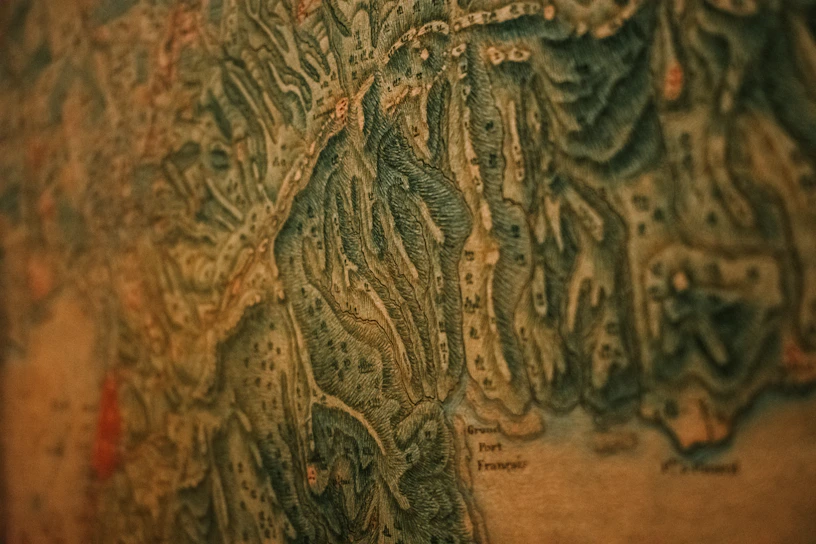 A detailed topographic map of Casablanca with elevation contours and landmarks.