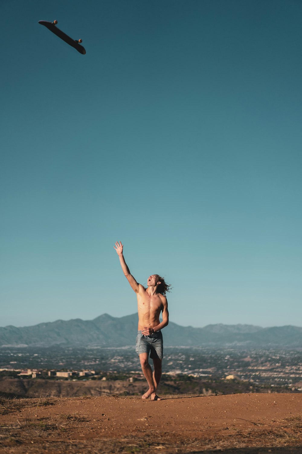 man wearing blue shorts