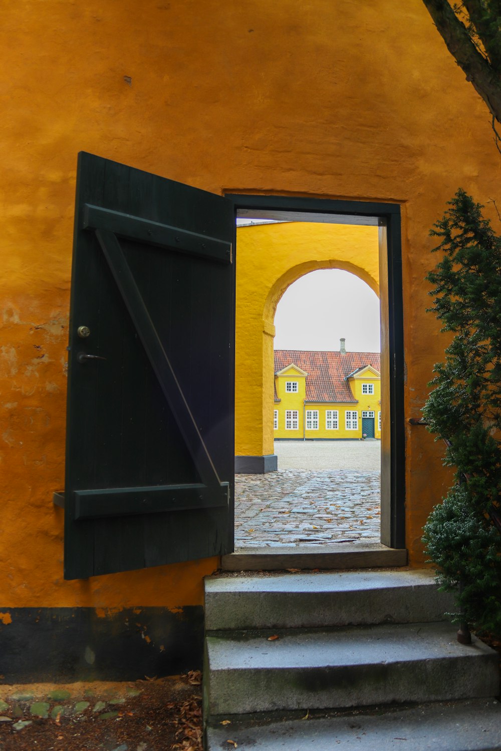 opened black wooden door