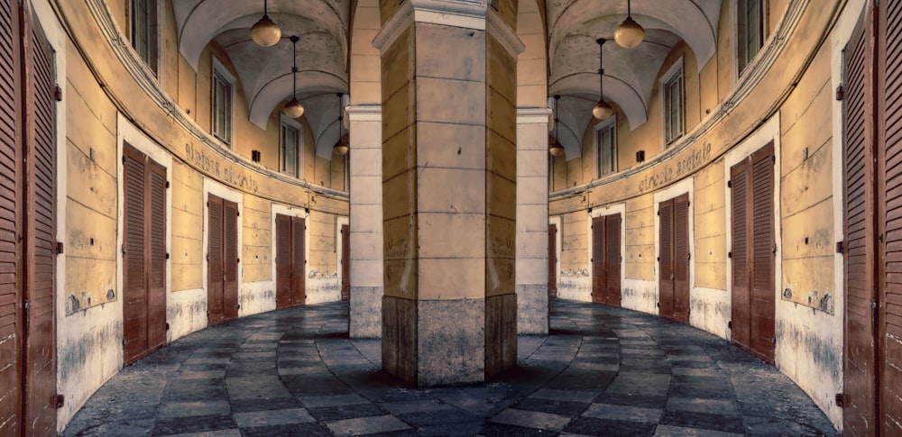 empty brown and white concrete building