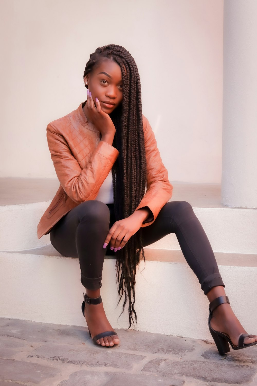 women's brown leather jacket