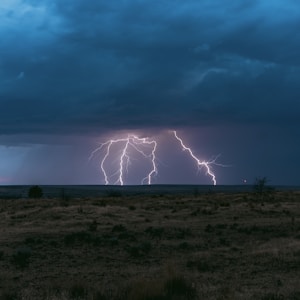 lightning in open field