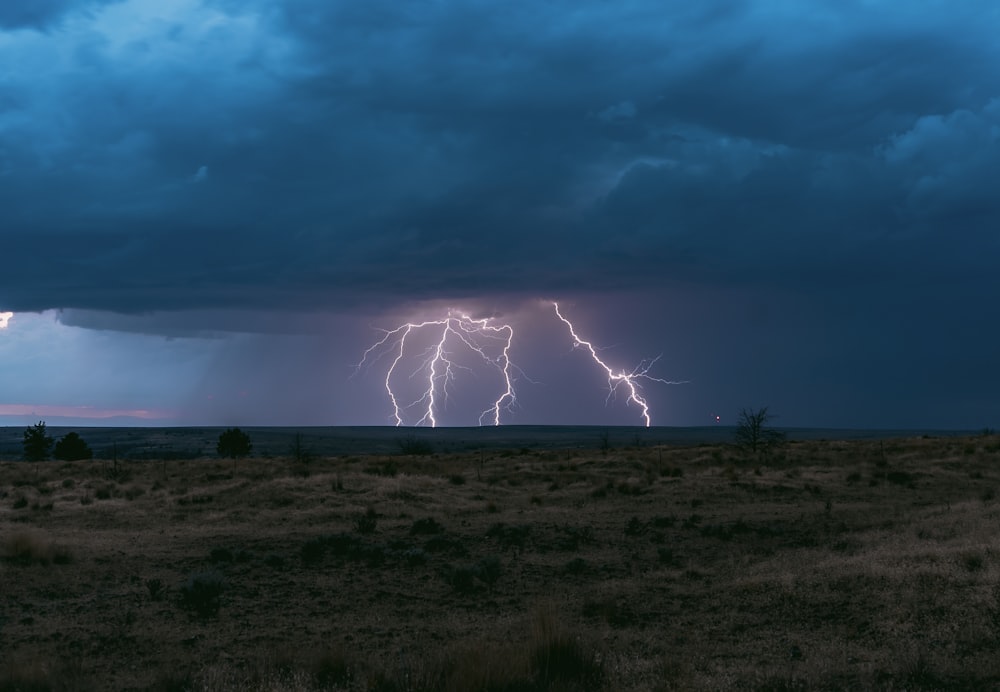lightning in open field