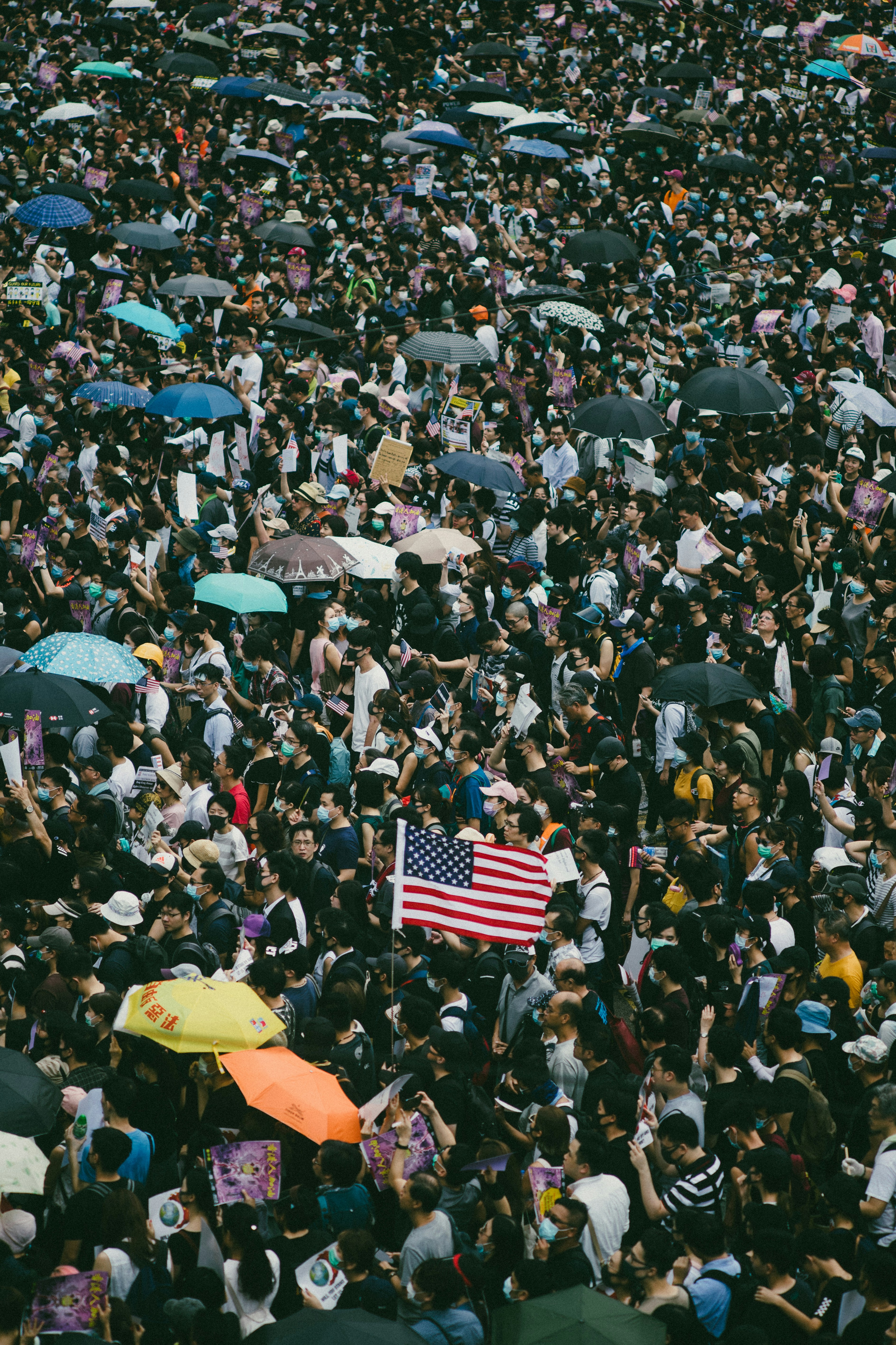 great photo recipe,how to photograph tens of thousands of protesters waving us flags marched on hong kong's us consulate to call for help from the trump administration in ending a three-month confrontation with the government, calling for the passing of the proposed "hong kong human rights and democracy act 2019" by the us congress - 8th september 2019; usa flag held by people