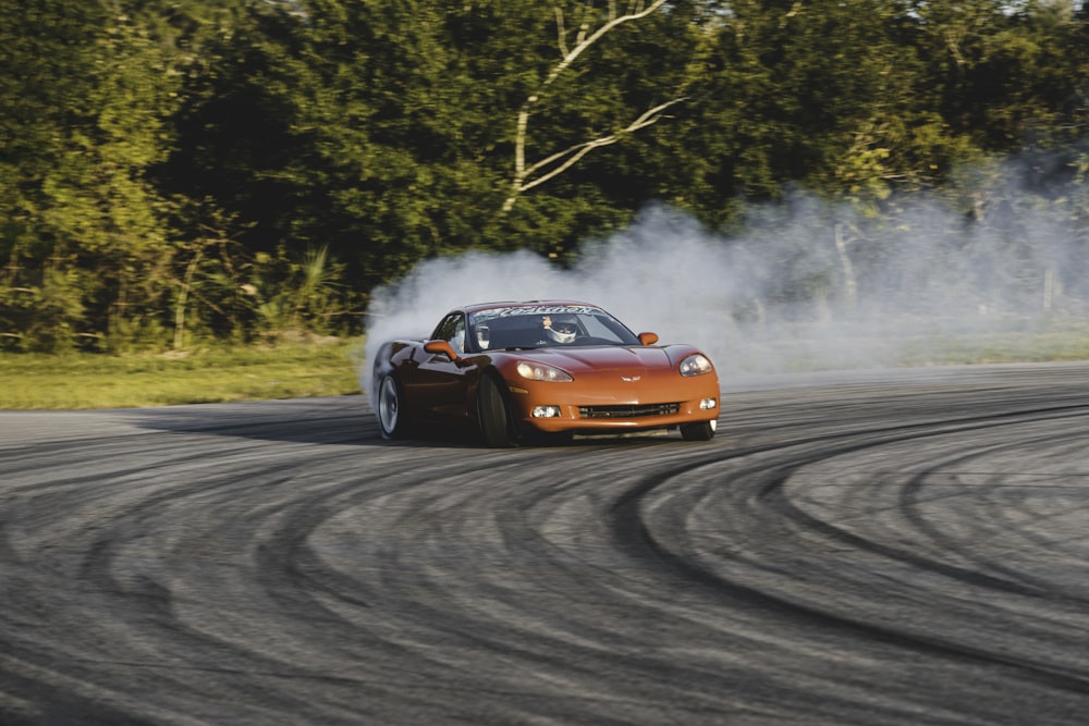 red racing car on track