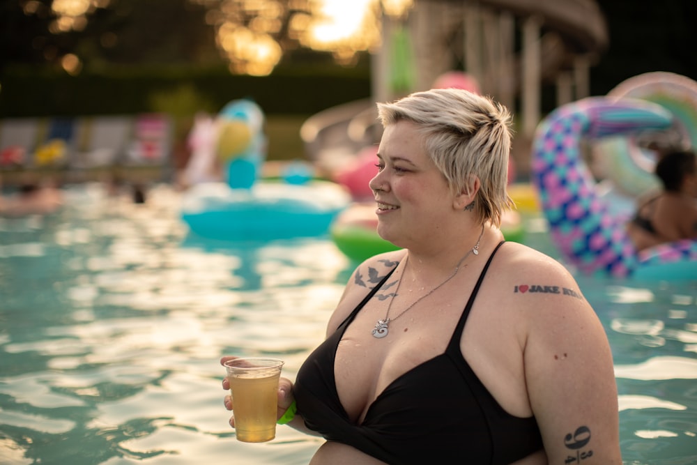 woman in pool