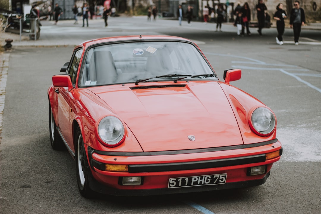 red Porsche coupe