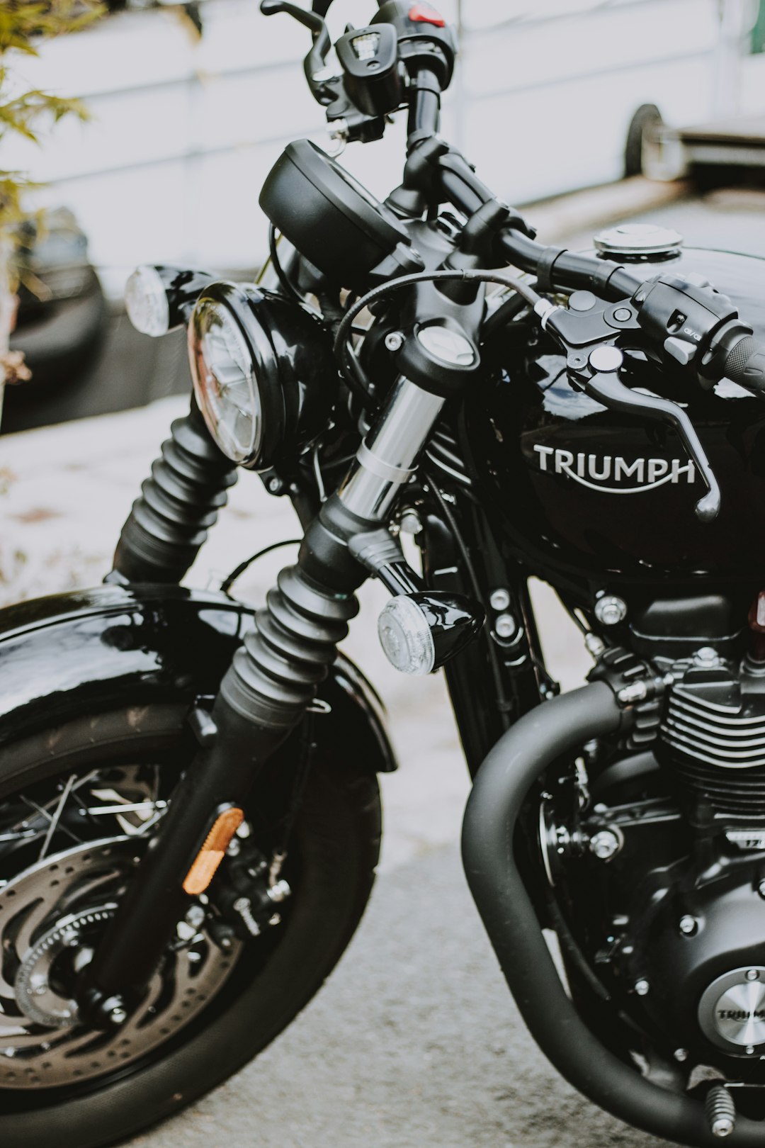 black Triumph motorcycle