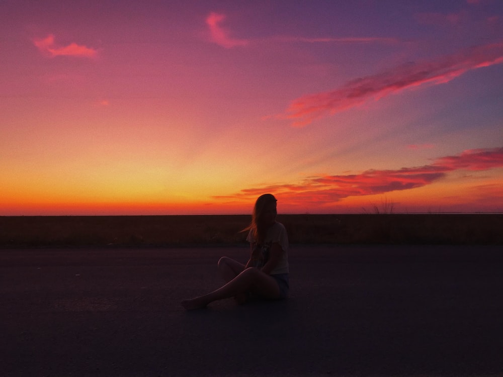 silhouette of sitting woman