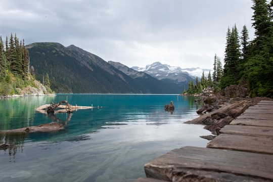 body of water across mountain in Garibaldi Provincial Park Canada