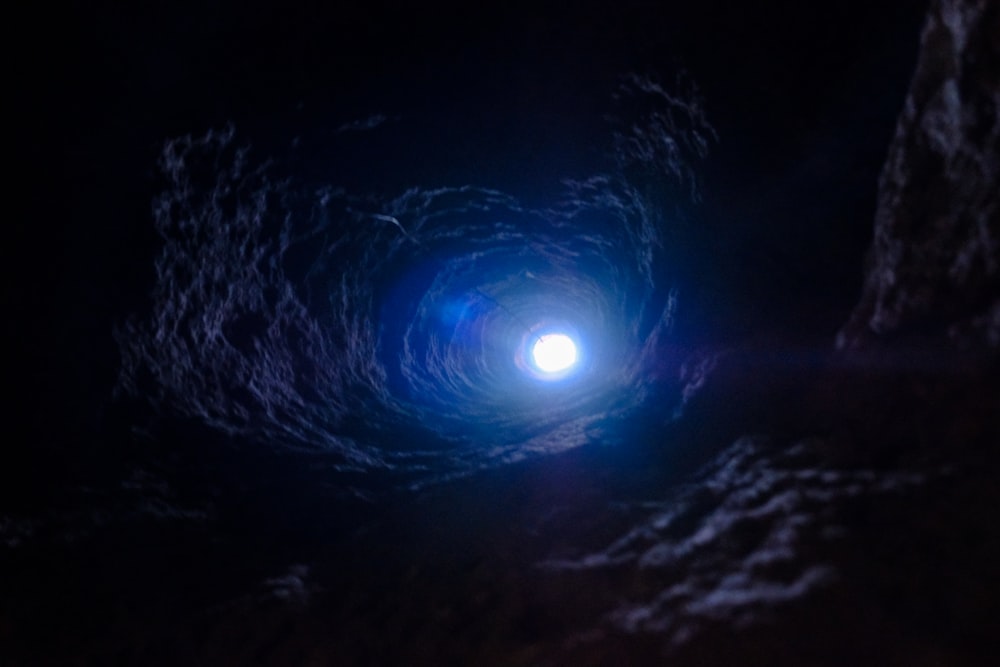 brown cave photo with light