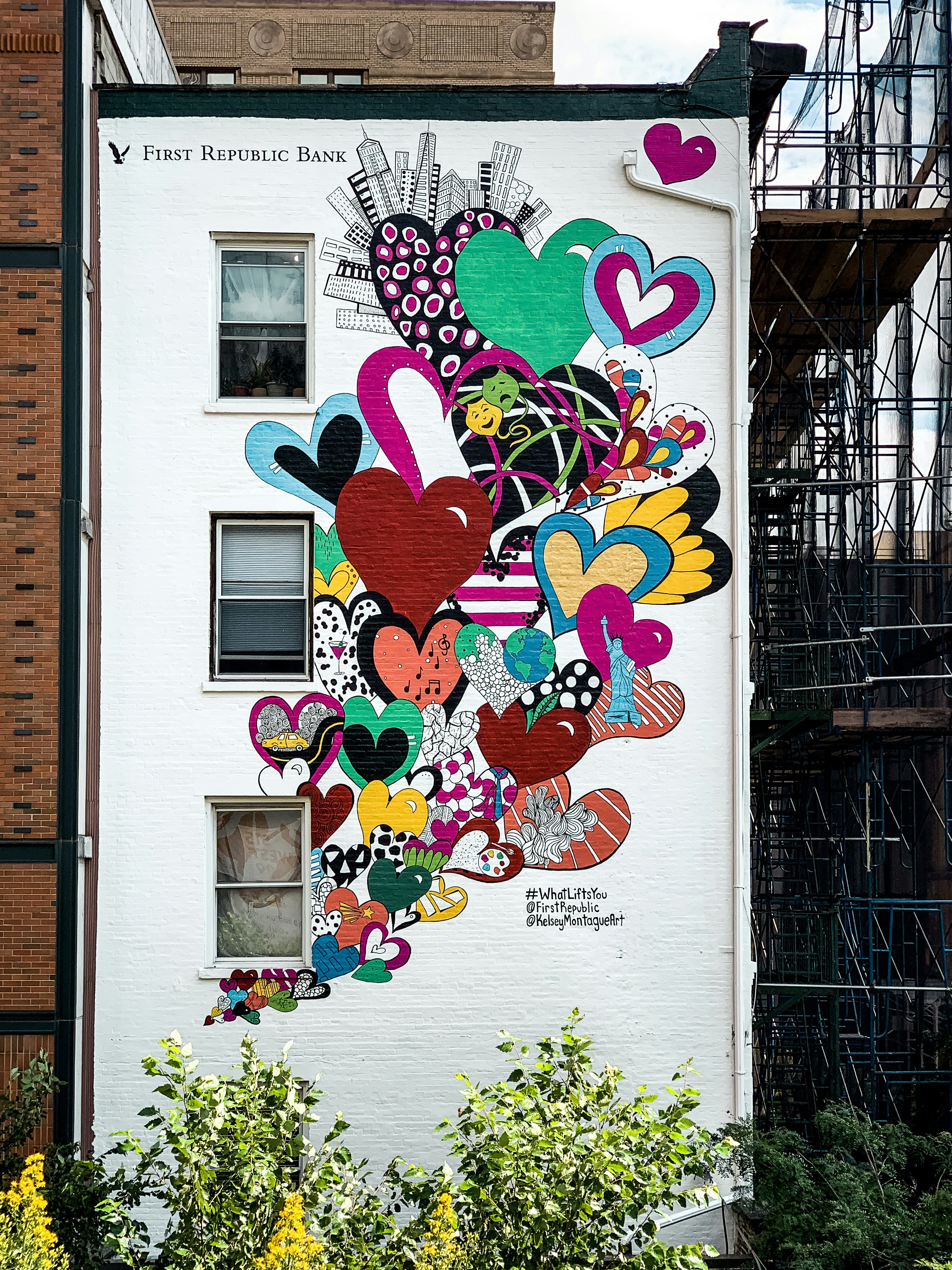 multicolored heart wall painting