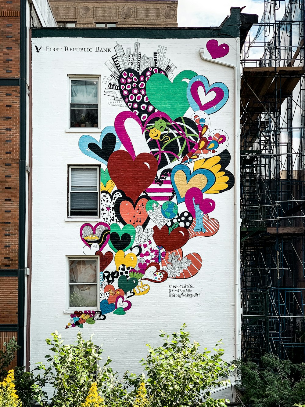 multicolored heart wall painting