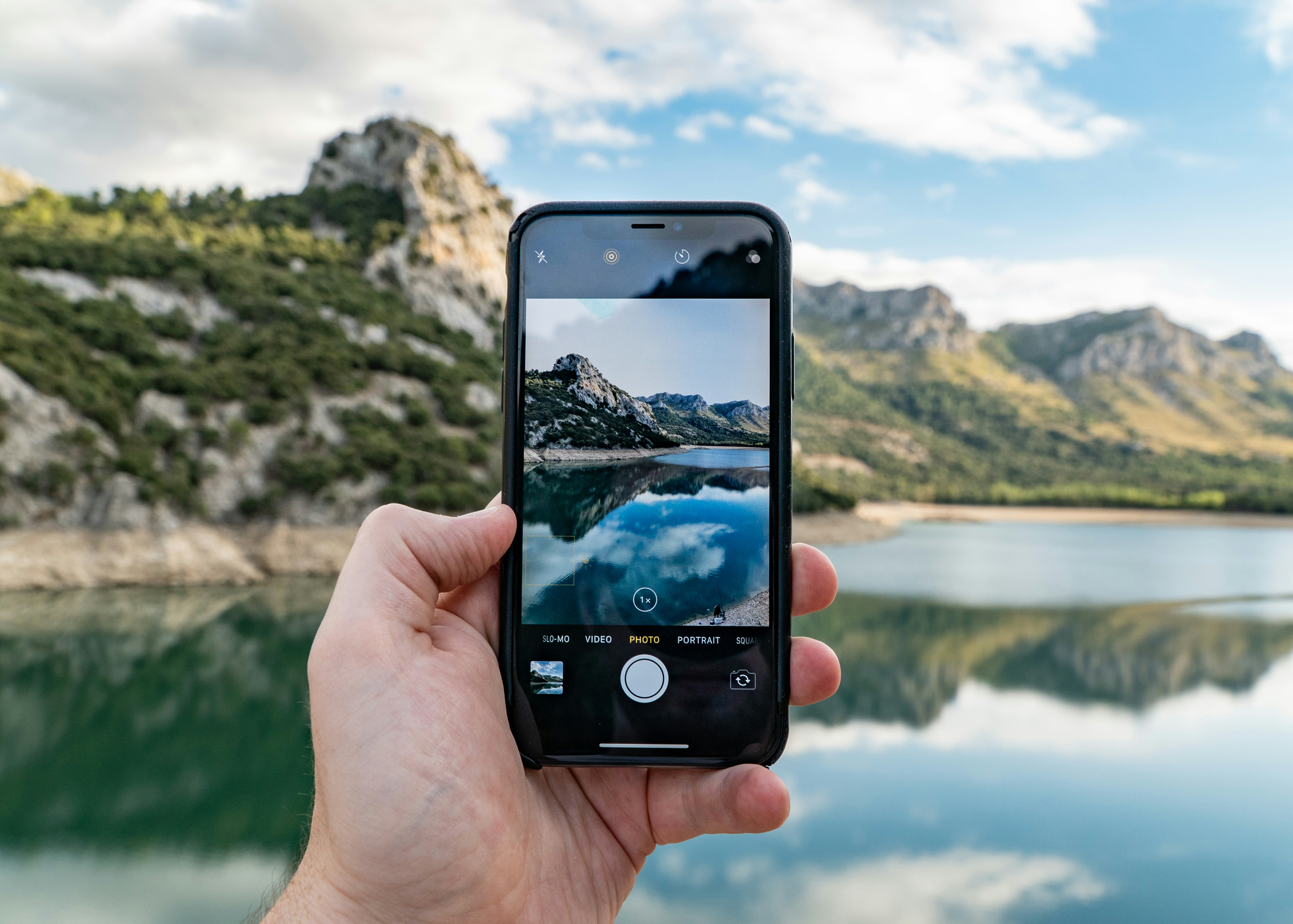 high end smartphone displaying photo gallery app