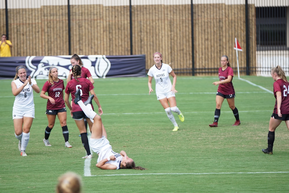 women playing soccer