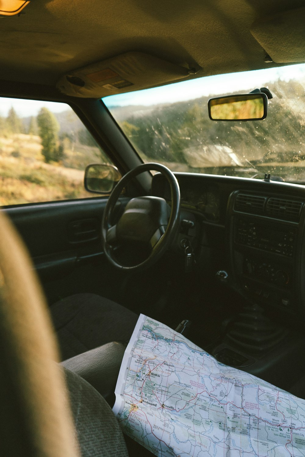 black steering wheel