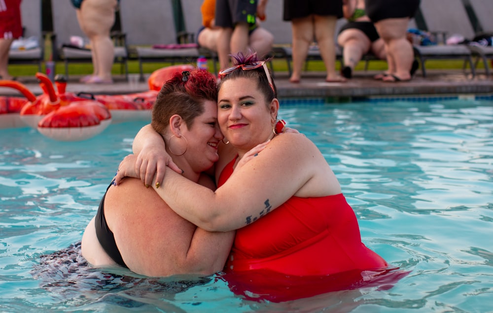 two women in pool