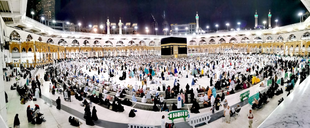 people gather inside Kaaba Mecca