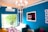 A freshly painted living room showcasing vibrant colors and modern decor.