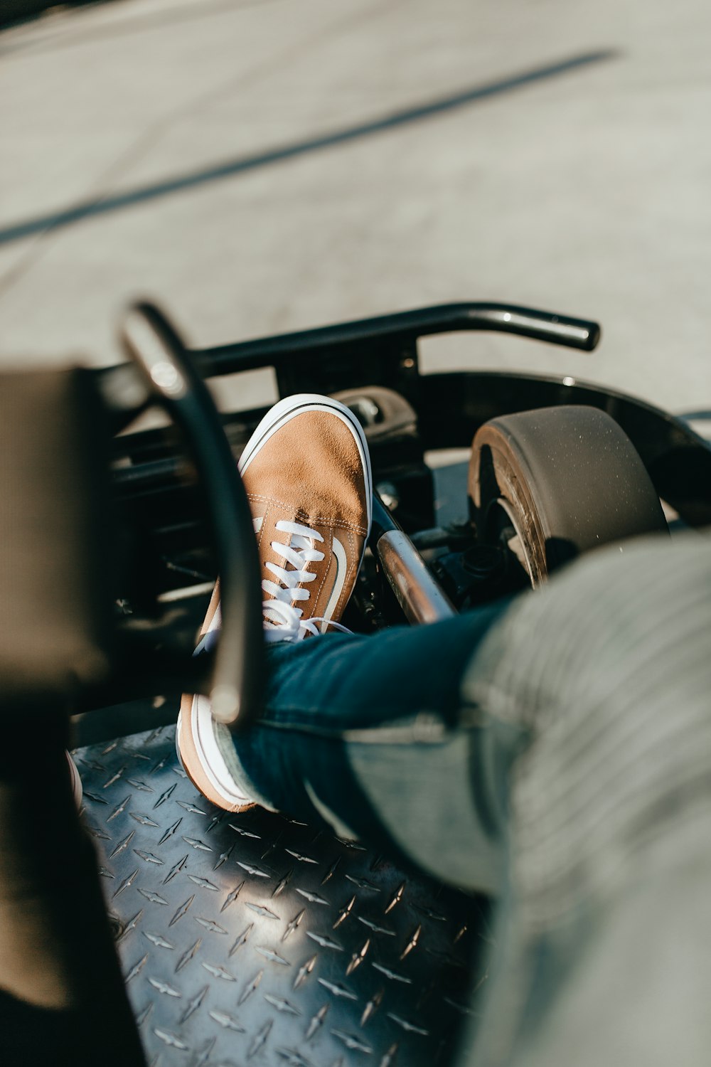 man riding on vehicle