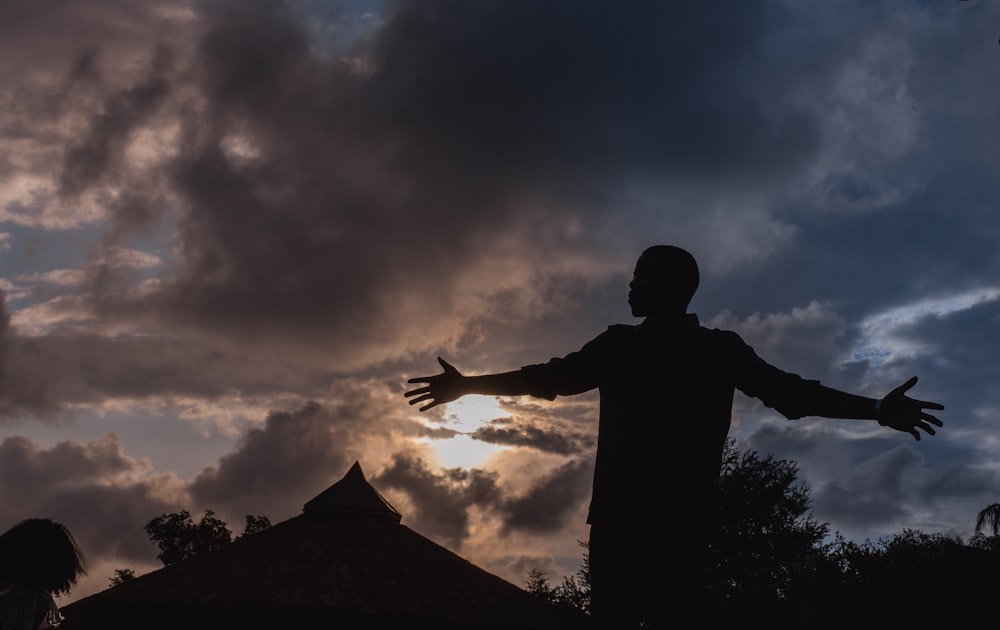 silhouette photo of man