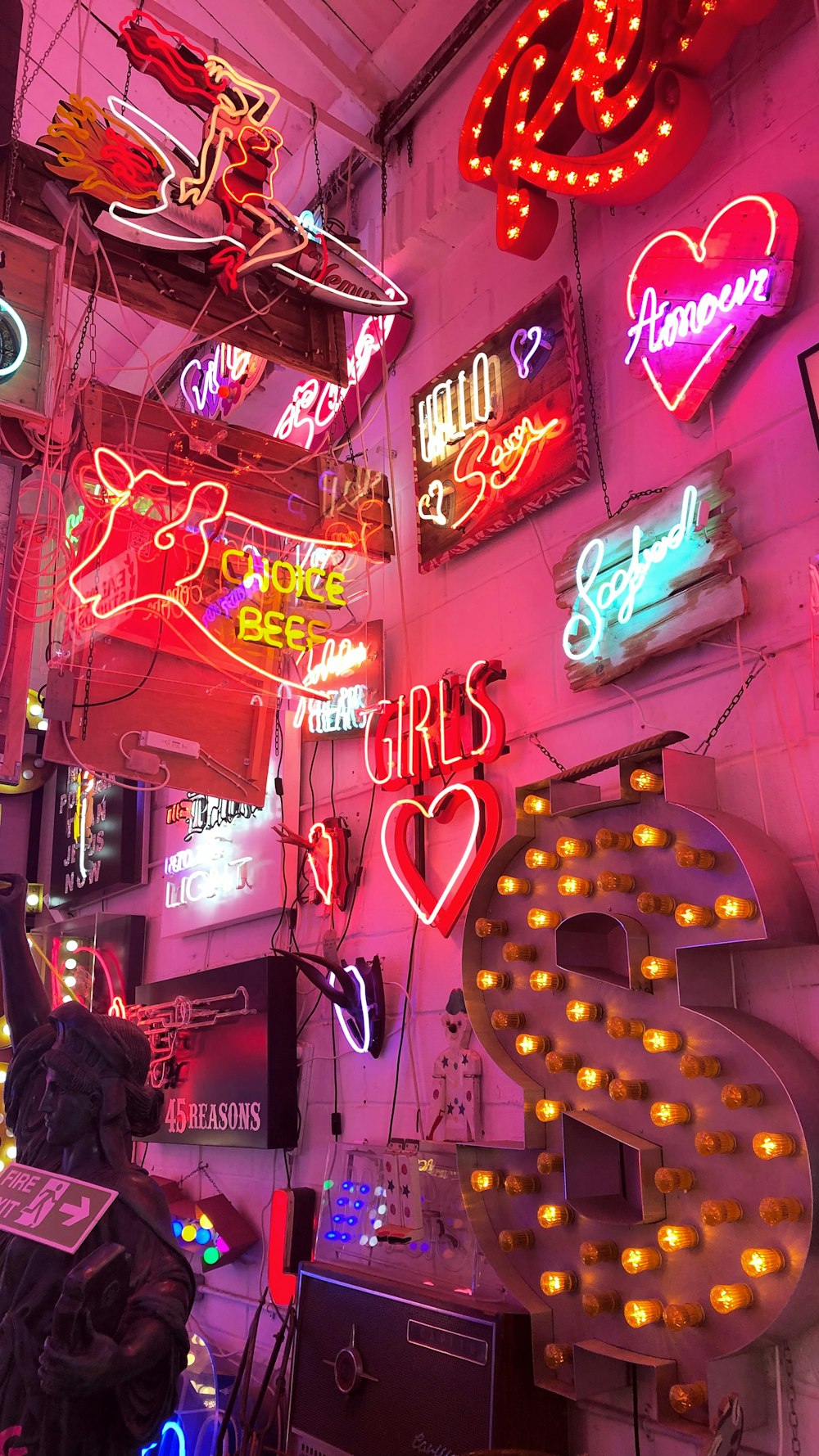 assorted-color neon signages