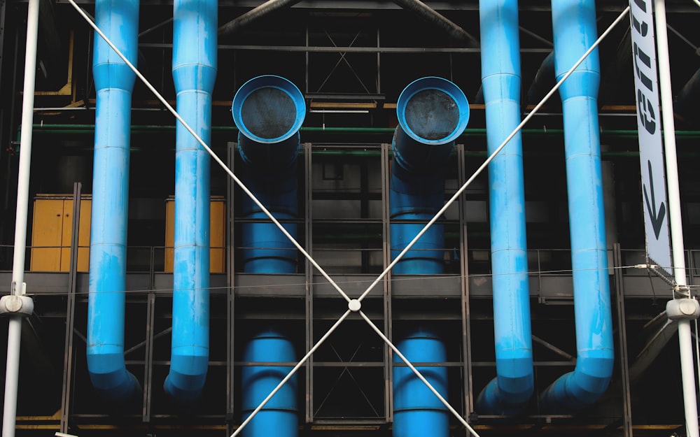 blue plastic pipes