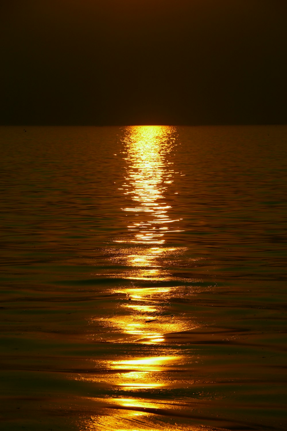 wavy body of water at night