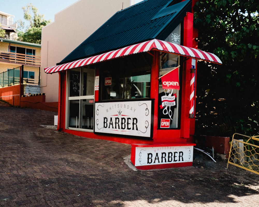 white and black Barber signage
