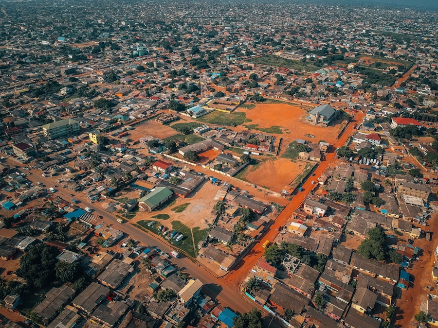 Aerial view of modern Accra, Ghana's vibrant capital city