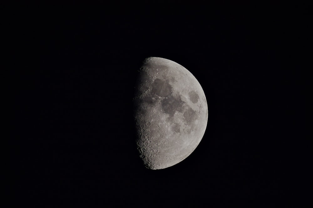 half moon during nighttime