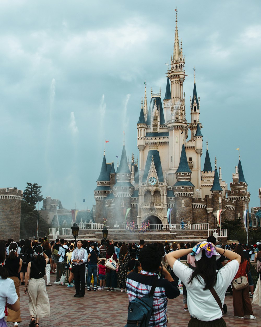 photo of white and teal painted castle