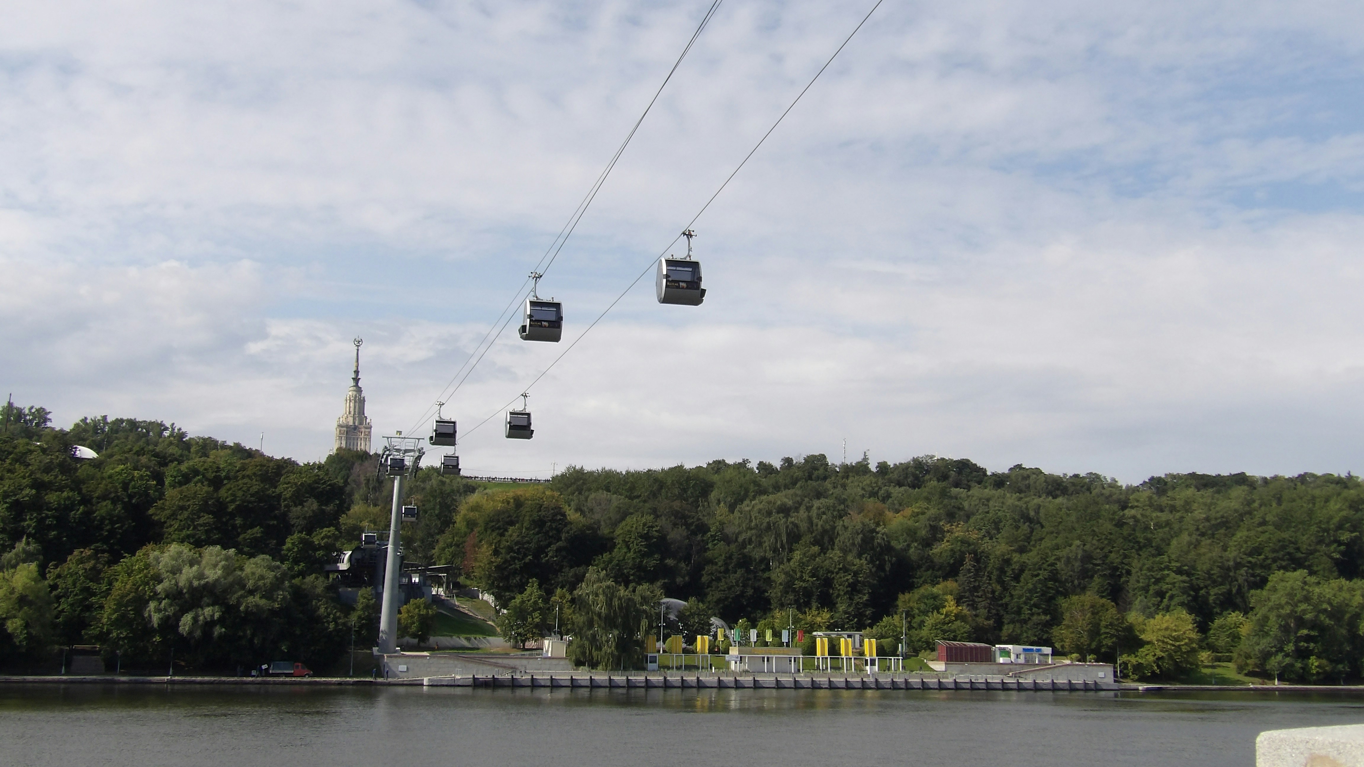 cable cart above body of water