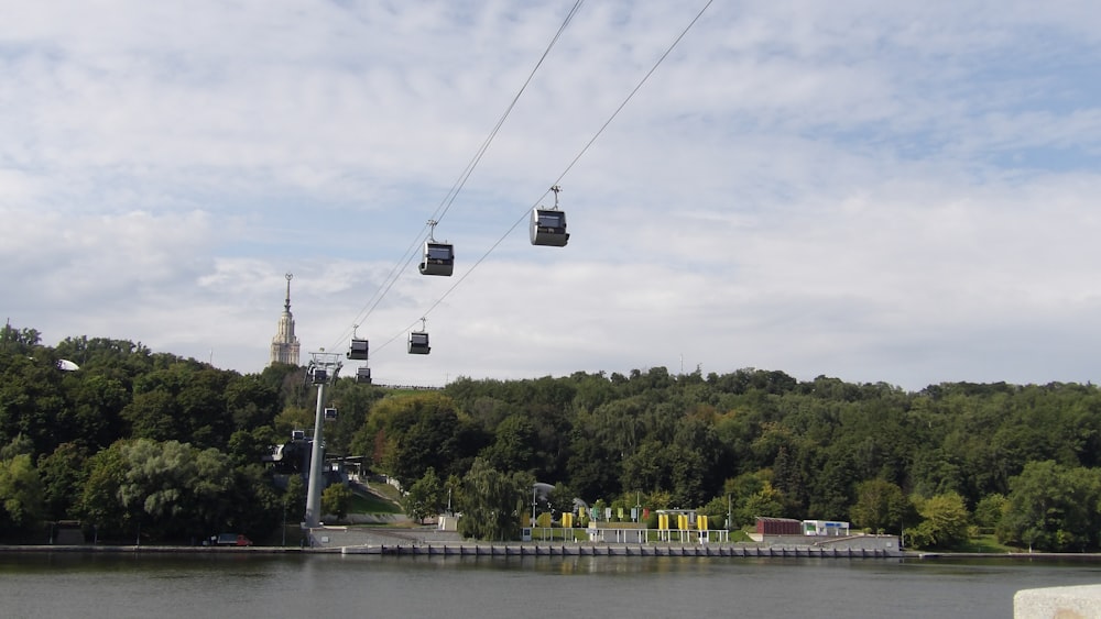 cable cart above body of water