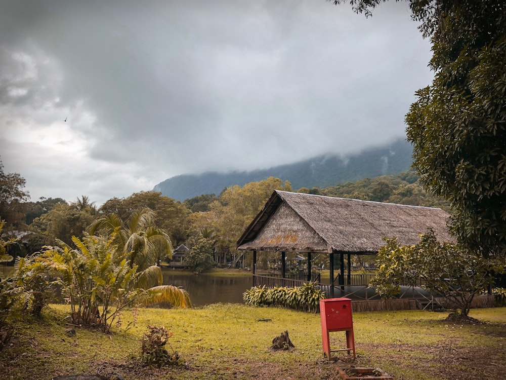 gazebo near body of water