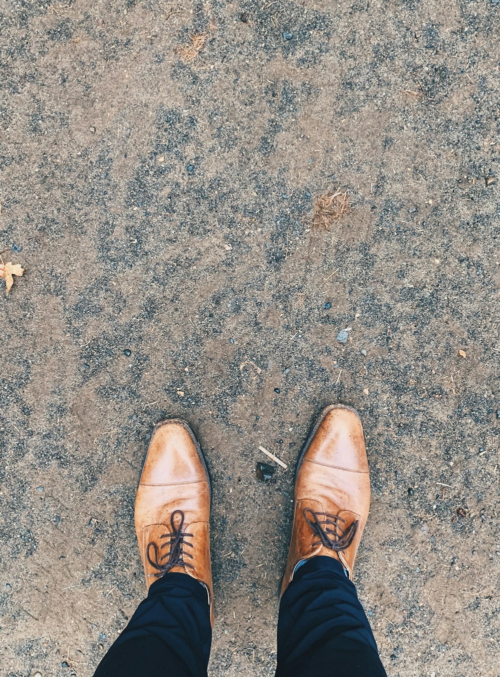 pair of brown leather shoes