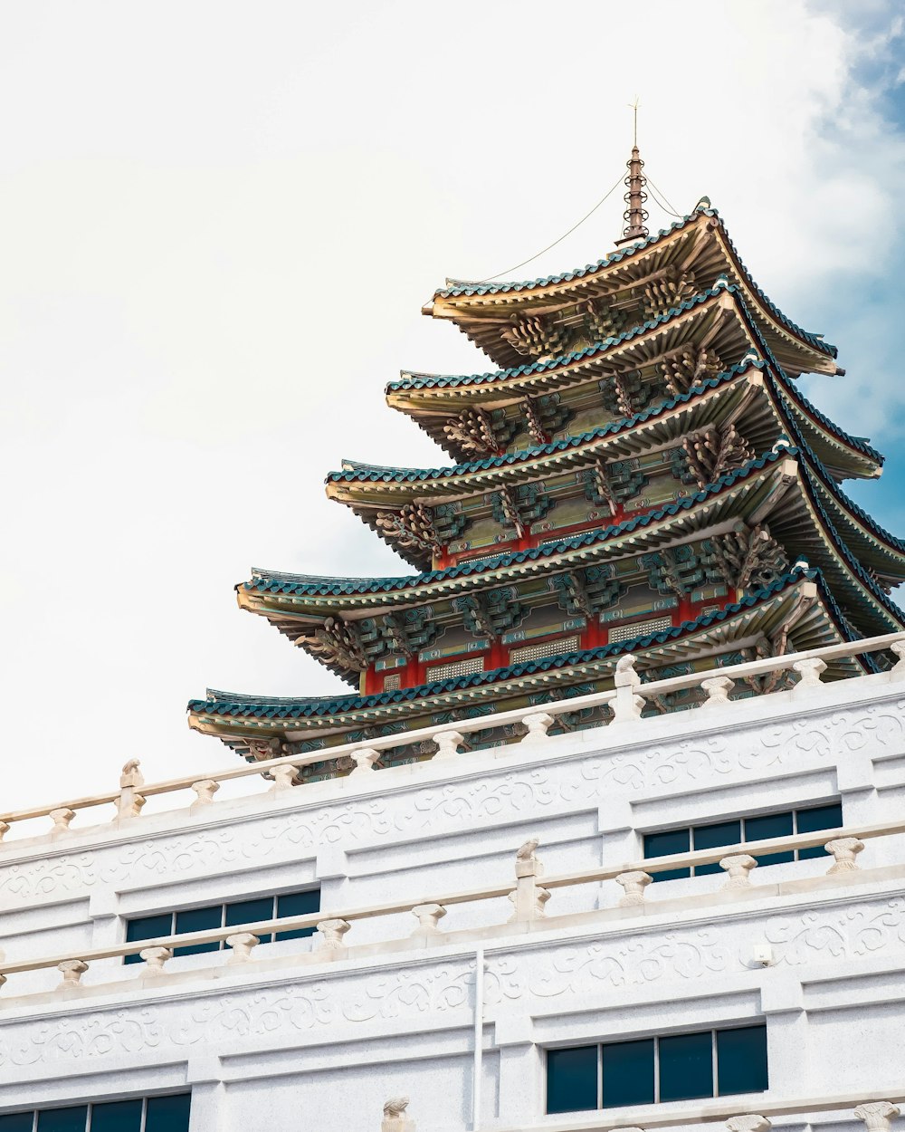 green and white pagoda