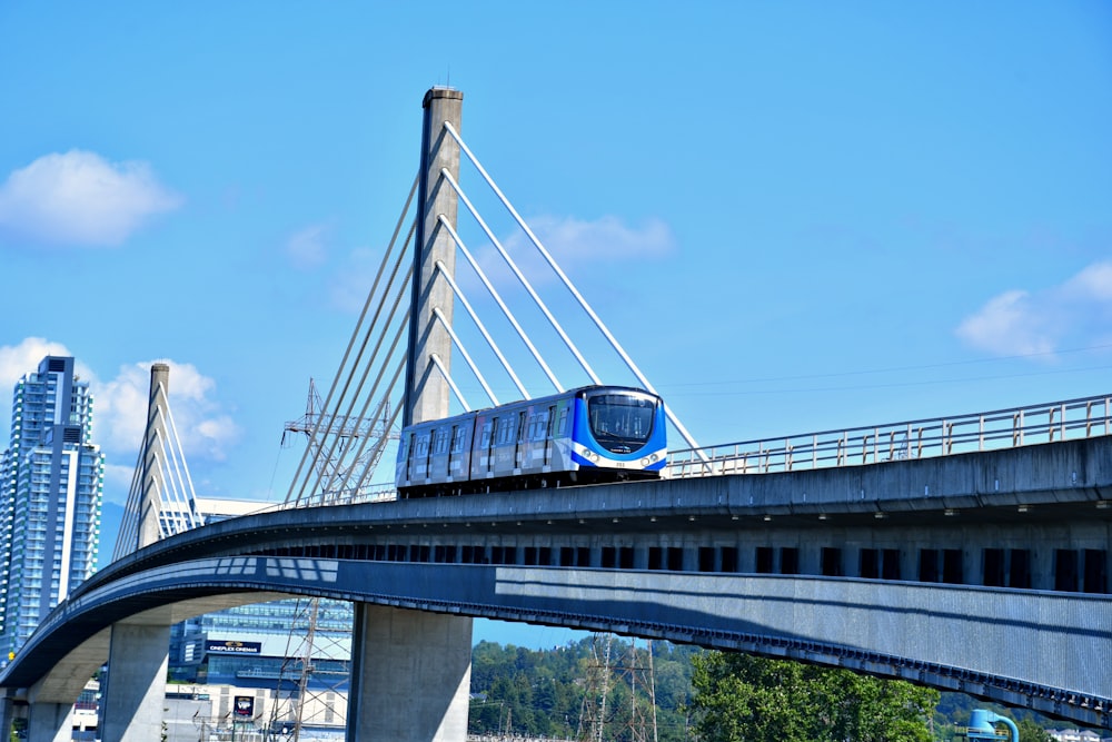 train on railway on bridge