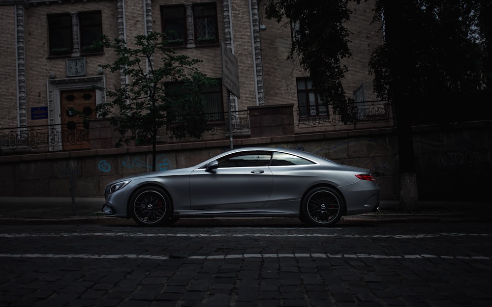 parked gray coupe