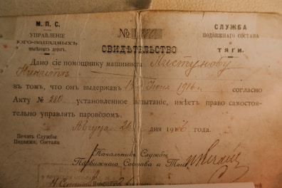 brown certificate with signature