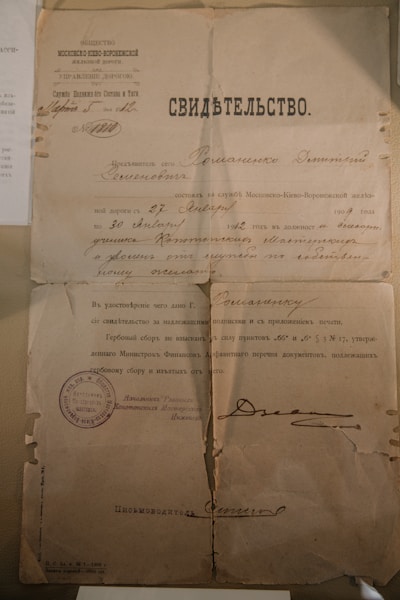 Historical certificate