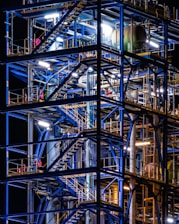 blue building frame