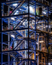 blue building frame