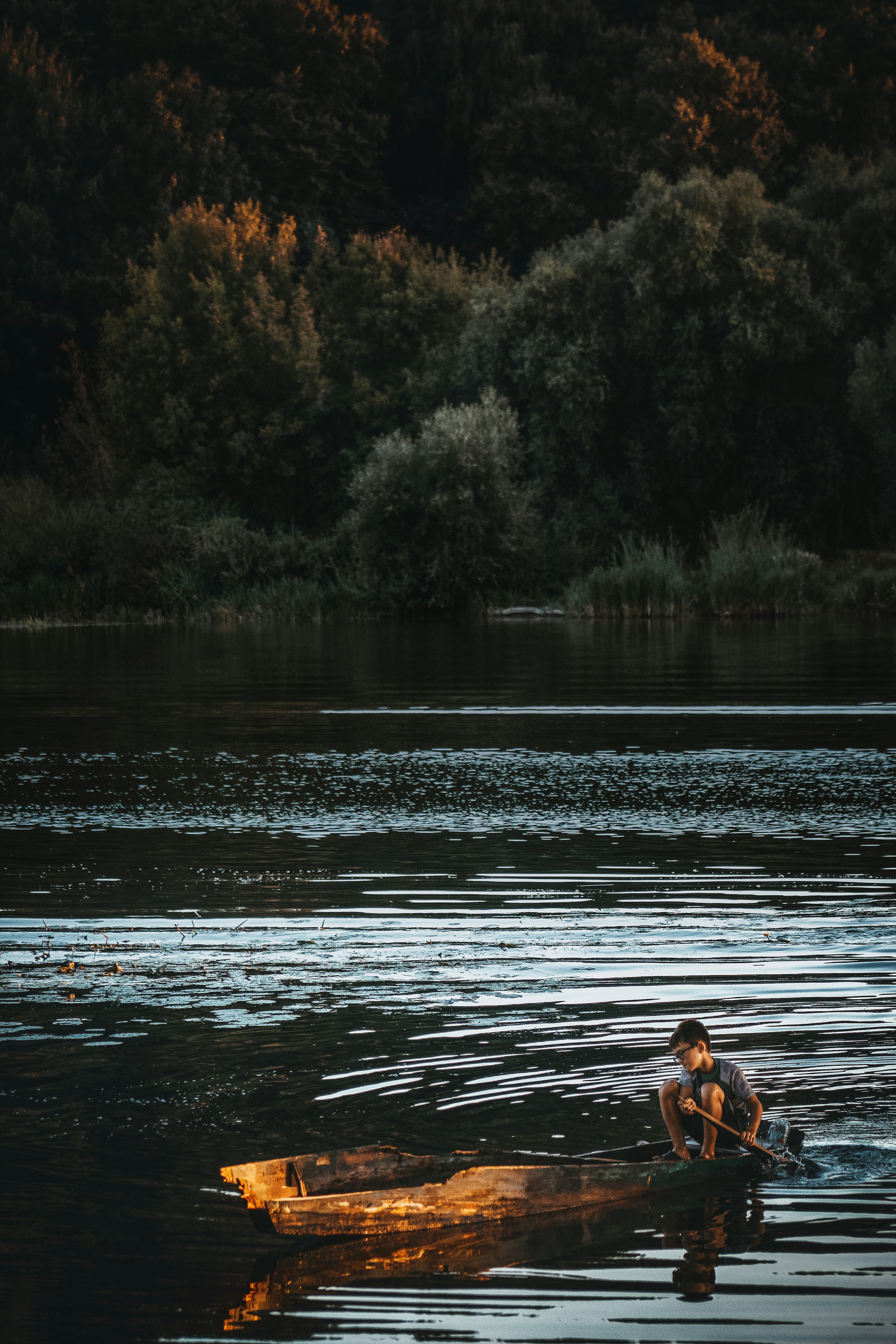 boy on canoe